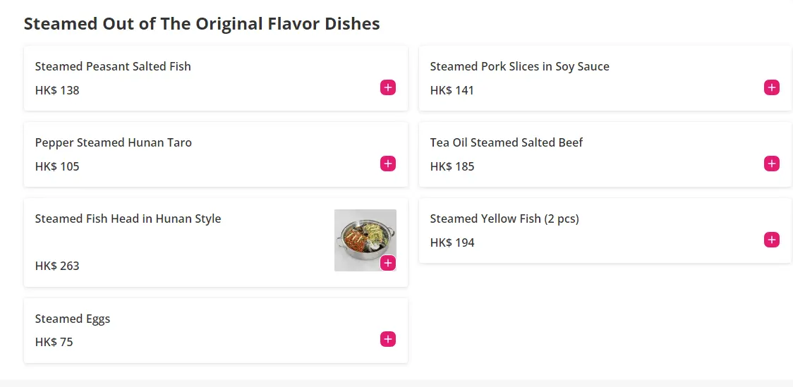 Steamed Out of The Original Flavor Dishes